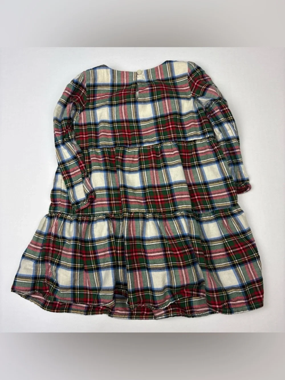 Baby Gap 3 Year Dress Plaid Tiered Peasant Prairie Flannel Cotton Red White Blue